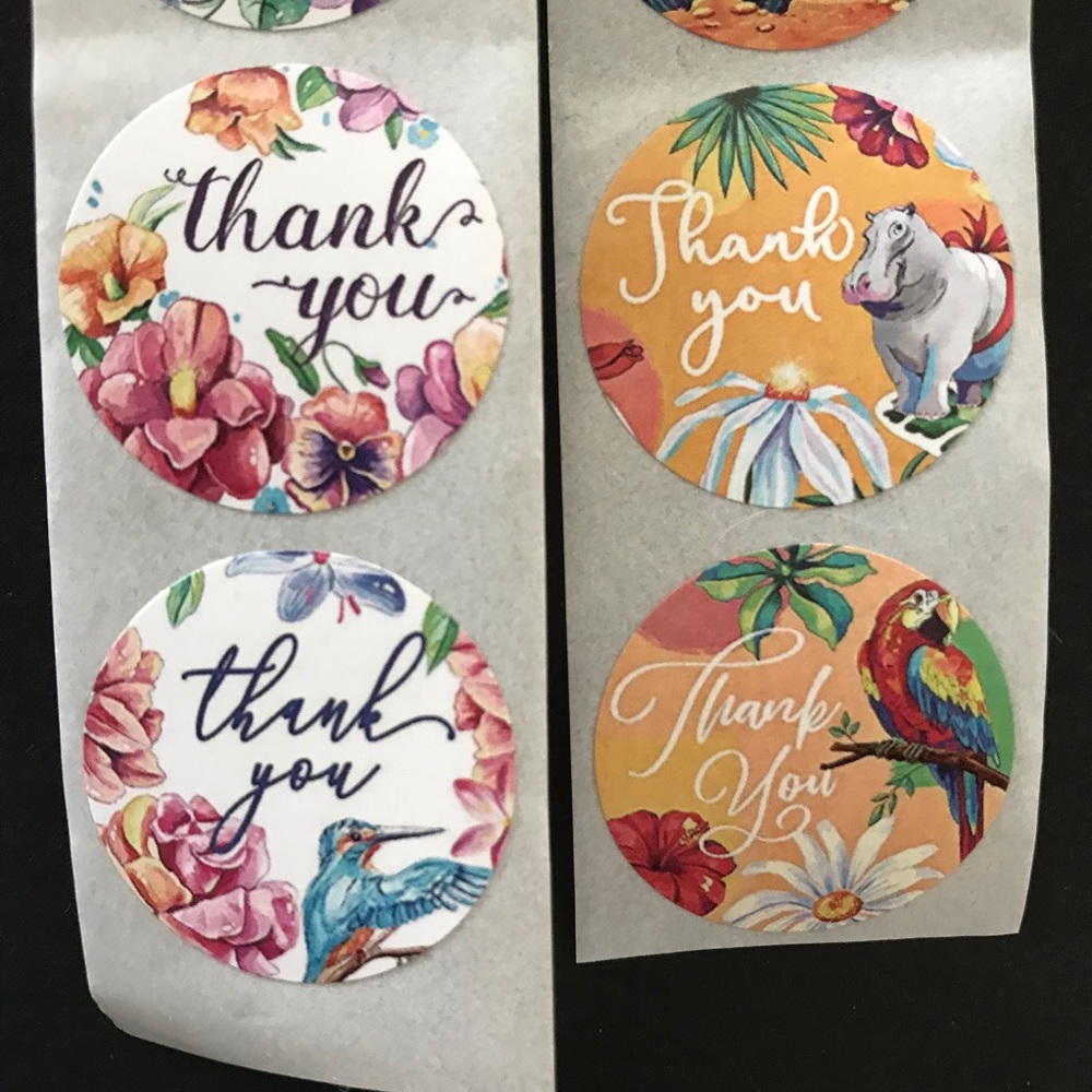 200 thank you stickers 1” round 8 designs - Picture 6 of 7